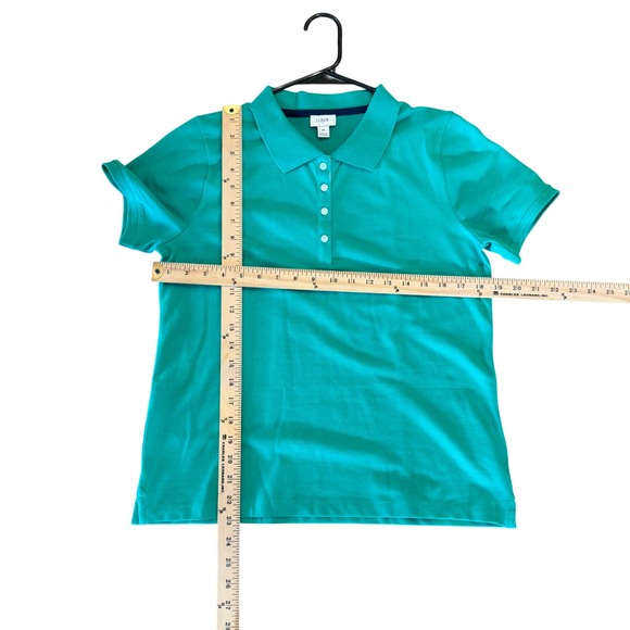 J. Crew Women's Medium Green‎ Cotton Blend Polo Shirt Short Sleeve Casual - Picture 5 of 6